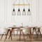 FORCOSO Pendelleuchte Holz 4 Flammig mit Schwarz Gitter Schirm - Modern Hängelampe Holz, E27 Vintage Hängeleuchte Deckenleuchte Esstisch für Wohnzimmer Schlafzimmer Küche - Ohne Glühbirne