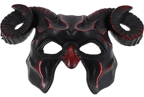 SAFIGLE Teufelsmaske Halloween Ziegenhörner Tierische Halbgesichtsmaske Halloween-cosplay-maske Ochsenhornmasken Teufelshörner -hörner-maske Gruselige 3d Bilden Plastik Zubehör