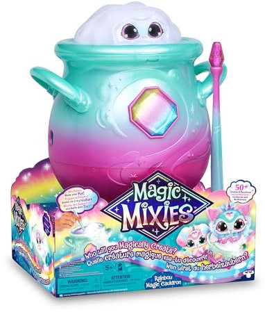Magic Mixies - Magischer Kessel Rainbow Interaktives Magisches Spielzeug, mit Tränkkessel, Lichtern Effekten und Geräuschen, Puppe mit viel Zubehör wie EIN Zauberstab