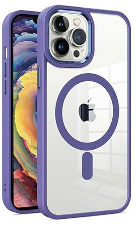 Magnetic Mag-Safe iPhone 11 Pro Case 5.8-Inch Purple Clear TPU Transparent with Shock Absorption Anti Scratch Resistant Bumper Protective Crystal Cover Protect Compatible for Charging iPhone 11 Pro