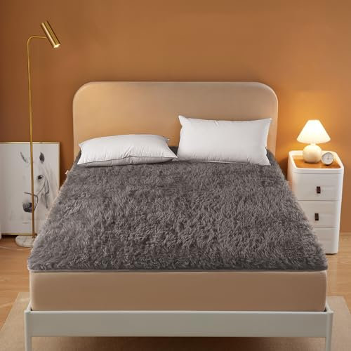 FAANAS Matratzenauflage aus Wolle, Matratzenauflage aus 100% australischer Wolle Ultraweicher Faltbarer Matratzenschutz für alle Jahreszeiten(Twin, Gray)