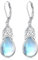 Boucles d'oreilles Pierre de lune, Boucles d'oreilles Pendantes Pierre de lune Nœud celtique en Argent Sterling 925, Boucle d'oreille Dangle Hypoallergéniques Bijoux Cadeaux pour Maman Petite Amie