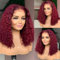 Curl Lace Human Bob Perücken, 99J Burgunder Stirnband Perücke Echthaar Deep Wave Rot gefärbte Perücken für schwarze Frauen(10inch(25cm))