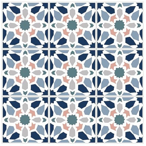 9 PCS Self Adhesive Floor Tiles, 20 x 20cm Peel & Stick Vinyl Flooring, Black & White Waterproof Decorative Kitchen Splashback Wall Tiles for Kitchen Bathroom Decoration (Green & Blue)