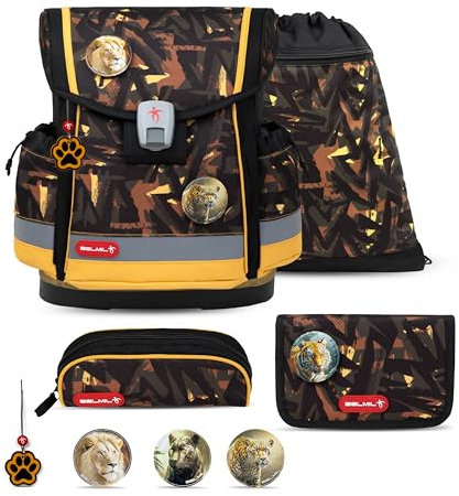 Belmil Classy Plus Schulranzen Set 5-teilig mit Brustgurt (405-78/AG/S) (Animals)