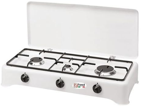Fornello 3 fuochi a gas Metano Valvolato smaltato bianco per uso interno Made in Italy - 5324/GPS/MT