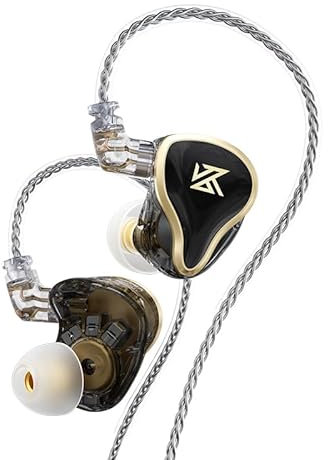Linsoul KZ ZAS 7BA+1DD - Auricolari in-ear per monitor HiFi Bass, da gioco, IEM ibridi con cavo a 2 pin incassato, per musicisti audiofili (senza microfono, nero)