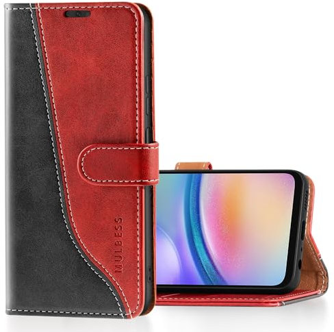 Mulbess Coque pour Samsung Galaxy A05S, Etui a Rabat, Housse en Cuir, Pochette de Protection Portefeuille, Élégant Vin Rouge