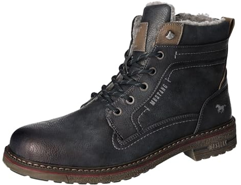 MUSTANG Herren Stiefelette Schnürboot mit Warmfutter 4201-602, Größe:45 EU, Farbe:Blau