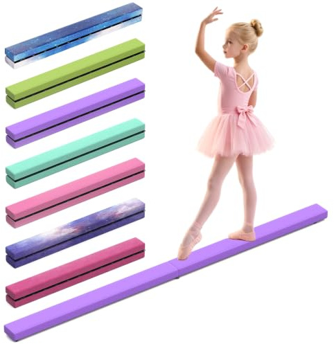 U`King Folding Gymnastik Schwebebalken, Gymnastik bar 2.1m/220 lbs Faux Suede Folding Gymnastik Ausbildung Balance Beam für Home Gym Training Übung Sport