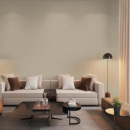M1-No.11011 Papier peint uni non tissé Beige Taupe Tadessi 10,05 m x 0,53 m