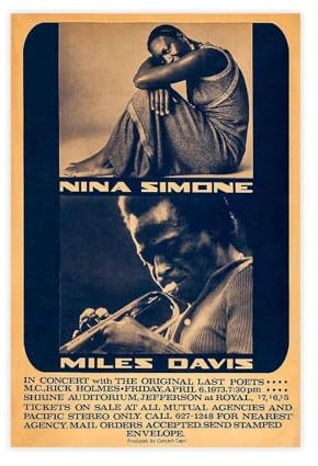 efhavce Wandkunst-Poster mit Nina Simone Konzert 1973, Leinwand-Poster, Schlafzimmerdekoration, Landschaft, Büro, Raumdekoration, Geschenk, 20 x 30 cm