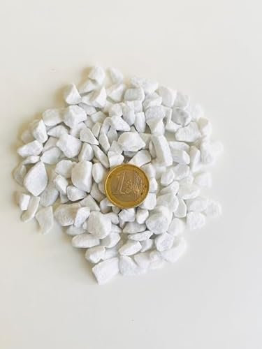 HCommerce Gravier décoratif en marbre blanc I Galets naturels pour pots de plantes, vases, aménagement paysager, aquariums, maison et jardin I Grain 6 à 9 mm (1 kg)
