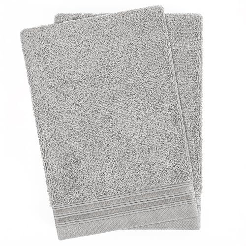 Hammetex 2er Set Waschhandschuh 15x22 cm, 100% Baumwolle mit Waschlappen Waschen Frottier, Superwuschel Weiche Qualität Strapazierfähig, Hellgrau