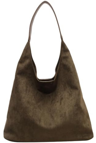 TIAASTAP Wildlederimitat Handtasche Damen Groß Shopper Tasche Shoulder Uni Hobo Schultertasche Slouchy Beuteltasche
