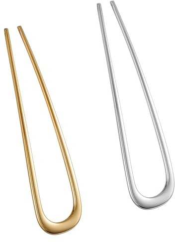 2 Stück French Hair Pin French Twist Haarnadeln, U-FöRmige Haarnadeln füR Dickes Haar, French Haarnadeln füR Frauen, Duttnadeln füR Haare, Chignon-Haarnadel-Werkzeug füR MäDchen, Haartypen