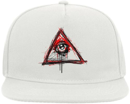 Atspauda Illuminati All Seeing Eye New World Order Snapback Flat Visor Cotton Blend Cap White, weiß, Einheitsgröße
