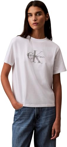 Calvin Klein Damen T-Shirt Kurzarm Hero Classic Monologo Tee mit Rundhalsausschnitt