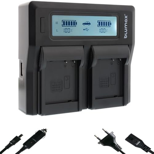 blumax Chargeur LCD Dual pour batteries Panasonic DMW-BLG10 / DMW-BLG10E / DMW-BLE9 E/BP-DC15 E - Le chargeur est compatible avec Lumix DMC-GF6 GX7 III GX80