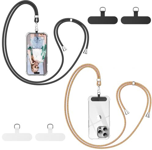 caslord Handyband Universal, 2 Stück Handyband und 4 Universelles Pad, Handy band mit Hülle kombinierbar, Einstellbar und Abnehmbar - Schwarz+Rainbow