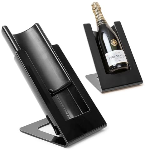 Eleganter Weinkühler aus Acryl - tragbarer Weinkühler für Wein, Champagner und Getränke, schnelle Kühlung mit abnehmbarem Kühlelement - stilvoller Tischflaschenkühler in Schwarz