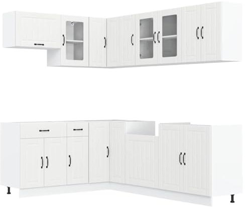 vidaXL 11-TLG. Küchenschrank-Set Lucca Weiß Holzwerkstoff, Küchenzeile Einbauküche, Schrank-Set, Unterschrank, Küchenschrank, Hängeschrank