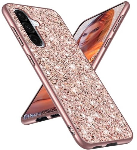 Hülle für Samsung Galaxy A56 Hülle Glitzer Bling Sparkle Handyhülle für Samsung A56 Case Original Ultra Dünne Leichte Ganzkörper Stoßfest Anti-Kratzer Silikon Schutzhülle Galaxy A56 Cover (Roségold)