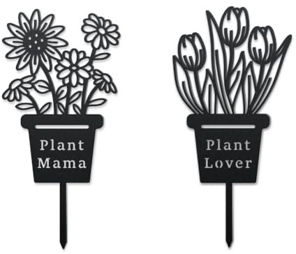 WADORN Dekorative Gartenstecker Aus Metall In Form von Sonnenblumen Und Tulpen Blumentopf Silhouette Hofdeko Pflanzenliebhaber Metall Pflanzenstatue Für Den Außenbereich Hohle Gartendekorationen