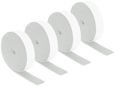 sourcing map Felt Strips with Adhesive Backing, 4 Rolls 1 x 120 x 0.12 Anti Scratch Furniture Felt Tapes Self-Stick Pads for Protecting Hardwood Floor, White
