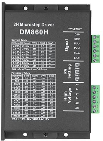Step Motor Driver PWM Controller 2 Phase Einstellbar mit Shell DM860H für 57 86 Schrittmotor CNC Schwarz