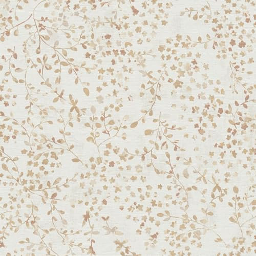 Flowers wallcovering Wall Profhome 397473-GU hot Embossed Non-Woven Wallpaper Slightly Textured with Floral Ornaments matt Cream Beige Brown Gold 5.33 m2