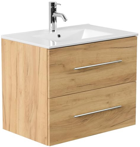 Lomadox Bad Badezimmer Gästebad Waschplatz Waschtisch Waschtisch 70 cm in Eiche