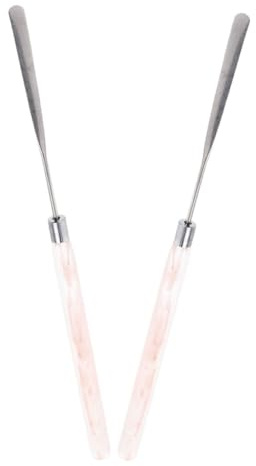 Kleiner Make Up Spatel Rosa aus Acryl und Edelstahl 2 Stück