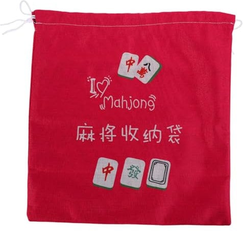 Healeved Canvas Mahjong Tiles Bag Reusable Drawstring Holder Large Storage Pouch for Travel Gatherings