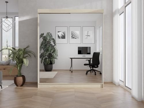 Kleiderschrank mit Spiegel und Schiebetüren Sonomaeich 100x205 cm
