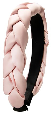 Alpenflüstern Trachten-Haarreif Satin Flechtoptik - Damen Haarschmuck rutschfest, Haarband geflochten fürs Dirndl (rosa-rosé) ADV159