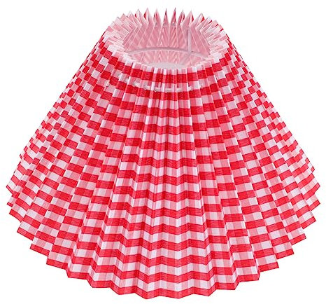 SHINEOFI Plissee Lampenschirm aus Stoff und Eisen Dekorative Deckenleuchte Abdeckung Kariert Robust und Langlebig Ersatz für Hängelampen Passend für Verschiedene Wohnstile