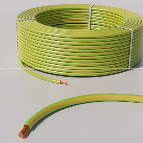 Câble de terre 50 m 10 mm² H07V-R - Câble de terre flexible multibrins - BV Stranded - 450/750 V - Certifié VDE - Fil en cuivre de qualité supérieure - Pour installation électrique, construction
