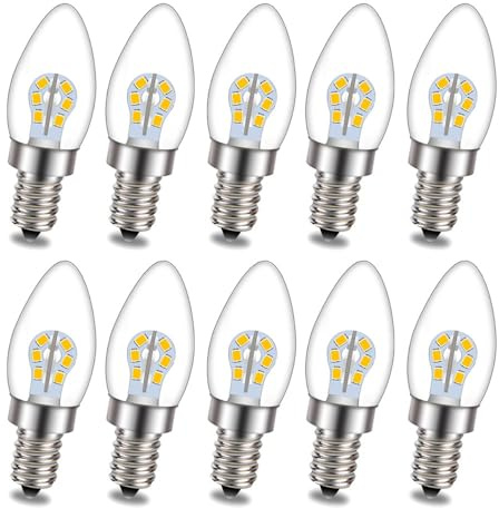 Ruiandsion E12 LED Kerzenlicht Glühbirne AC/DC 12V-80V Niederspannung 3000K Warmweiß für Landschaftsbeleuchtung, Wohnmobil, Camper, Marine, Boot & Solarbatterie (10er Pack)
