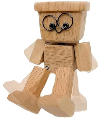 Schüttelnde Holzmann Figur, 8 X 4cm Wackelnder Holzmann, Wackelnde Holzfigur Mit Füßen Handgefertigte, Wackelnde Füßen Holzpuppe Auto Ornamente, Lustige Armaturenbrett-Autozubehör Für Reisen Pendeln