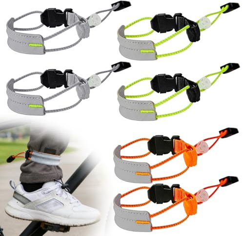 JENCVNL 6 Pièces Serre Pantalon Velo,Bande Réfléchissante pour Pantalon de Cycliste,Serre Pantalon Velo pour la Course à Pied vélo Chien Marche Jogging