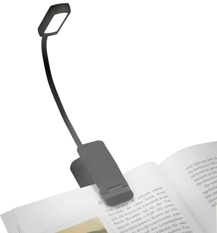 BRILONER - Lampara lectura, cct ajustable 2700K 4000K 6500K, dimmer continuo, batería recargable 500mAh, usb-c, lámpara pinza LED, luz de lectura recargable, luz de libro, 29 x 4 x 3 cm, negro