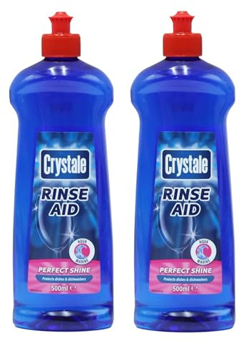 Crystale Dishwasher Rinse Aid Blue, Streak Free Formula, 2 pack x 500 ml