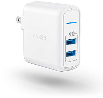 Anker Elite USB Charger, Dual Port Wall Charger, PowerPort 2 with PowerIQ and Foldable Plug, for iPhone Xs/XS Max/XR/X/8/7/6/Plus, iPad Pro/Air 2/Mini 3/Mini 4, Samsung S4/S5, and More