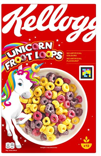 Kellogg's Froot Loops Frühstückscerealien (6 x 375 g) – bunte Kringel aus Weizen, Hafer und Mais mit Fruchtgeschmack – ohne künstliche Farb- und Aromastoffe