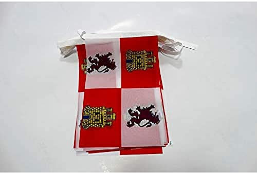 AZ FLAG Guirnalda 6 Metros 20 Banderas de Castilla Y León 21x15 cm, Bandera Castellanoleonesa 15 x 21 Cm, Banderines Castellanos