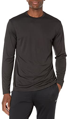 Amazon Essentials Men's Performance Tech Long-Sleeve T-Shirt, Black, XXL