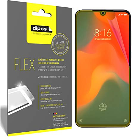 dipos FLEX 3x Displayschutzfolie klar für Xiaomi Mi 9 SE | 100% Displayabdeckung, Full Cover, Anti-Shock, selbstheilend, blasenfrei, Fingerprint-kompatibel, selbstklebend