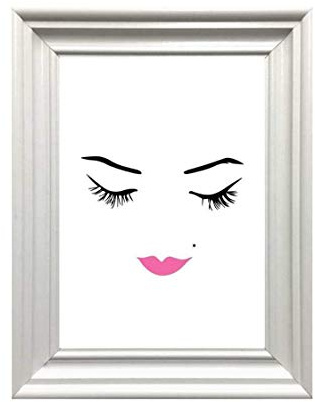 Kunstdruck Din A4 ungerahmt Wimpern Lashes Make up Gesicht Lippenstift Kosmetik Beauty Salon Druck, Poster, Bild
