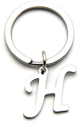 AIMINI Porte-clés personnalisé pour femme et homme avec initiale de l'alphabet en argent, H, L